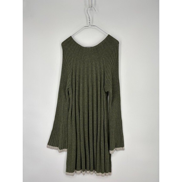 Anthropologie Sweater Dress Womens XL Green Arsenau Wool Blend Bell Sleeves - Picture 4 of 10